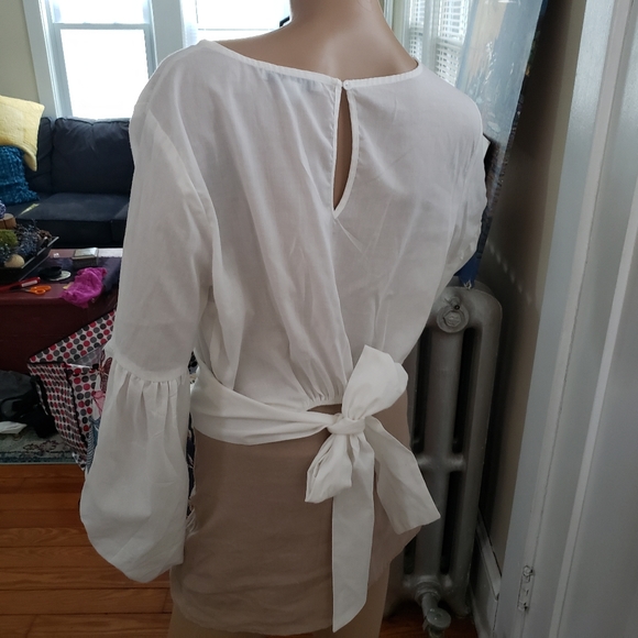 Favlux White Balloon Sleeved Embroidery Boho Top sz L - Picture 4 of 4